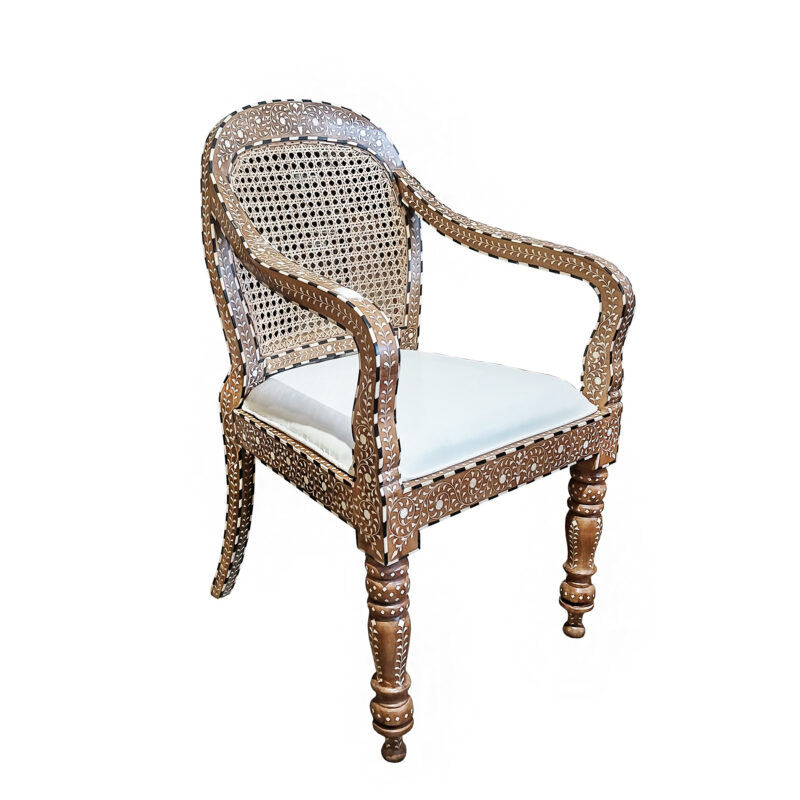 Inlaid Round Back Armchair, India