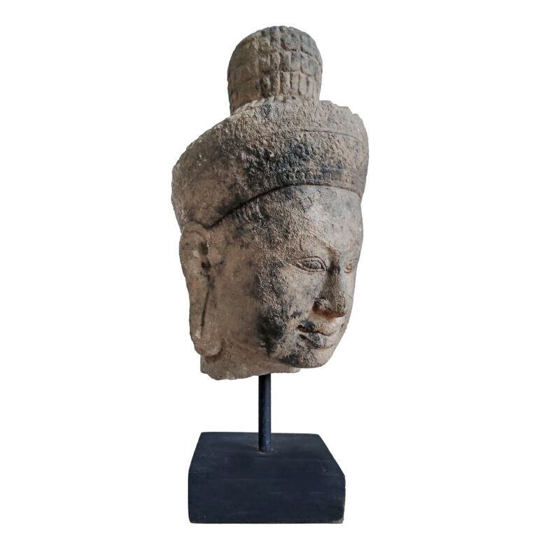 Sandstone Buddha Head, Early 20th C.