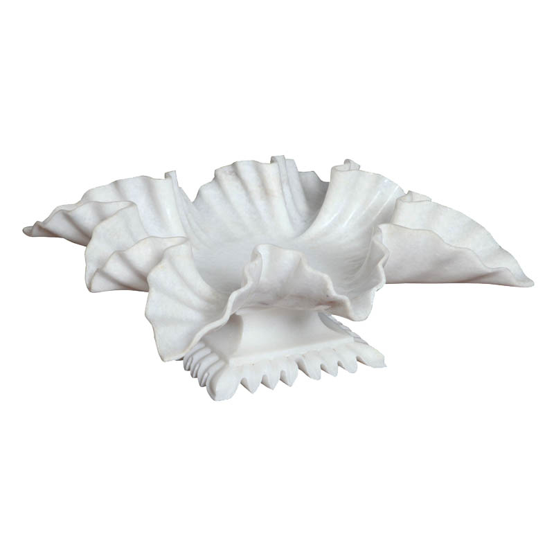 Hand-Carved Marble Swivel Bowl, Leaf Shape