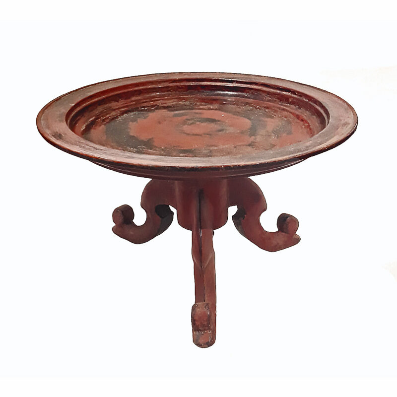 Lacquered Wood Pedestal Tray, 19th C.