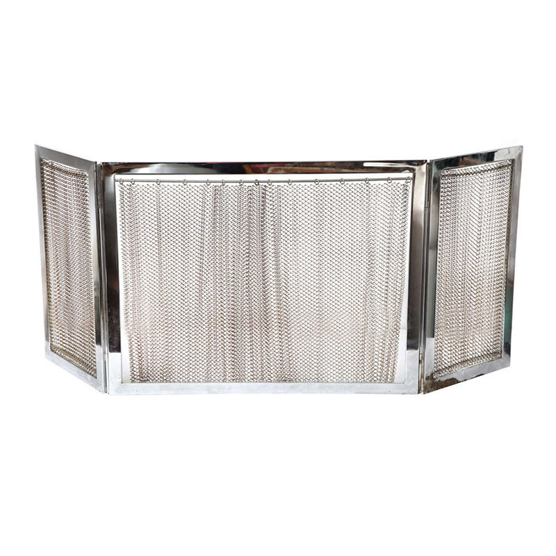 Chrome Fireplace Screen, Mid-Century Modern
